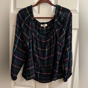 LOFT~NAVY/ MULTI~ BLOUSE~